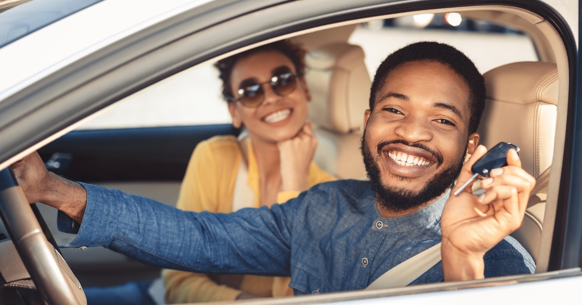 two people in a car